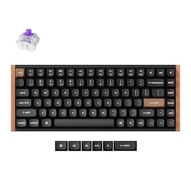 Keychron K2 HE QMK Wireless Gaming Custom Mechanical Keyboard 24 GHzBluetoothWired 75 Layout HotSwappable Programmable RGB Backlit Gateron Magnetic Switches for Mac Windows Wood FrameBlack