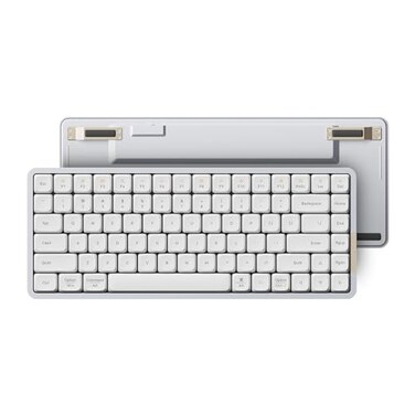 LOFREE Flow84 Low Profile Mechanical Keyboard 75 Percent Rechargeable Wireless Keyboards with Bluetooth and Wired Connection for Windows Mac OSWhite Ghost Linear Switches