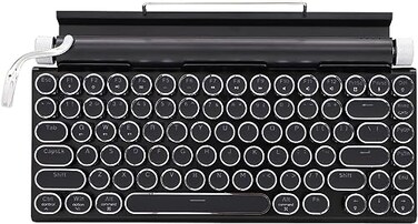 Adventurers Typewriter Style Retro Mechanical Keyboard LED Backlight 83 Keys Bluetooth 50 Blue Axis Suitable Desktop ComputersLaptops MacMobile Punk Keys Black 128 x 66 x 16 inches