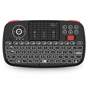 Rii Upgrade i4 Mini Bluetooth Keyboard with Touchpad Blacklit Portable Wireless Keyboard with 24G USB Dongle for Smartphones PC Tablet Laptop TV Box iOS Android Windows MacBlack