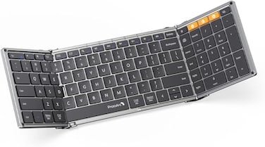 ProtoArc Foldable Bluetooth Keyboard XK01 Folding Wireless Portable Keyboard with Numeric Keypad FullSize Travel Keyboards for iPad Tablet Smartphone Laptop PC Windows iOS Android Space Gray