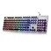ANSWK Typewriter Style Keyboard with Metal Panel Rainbow LED Backlit Round Keys Antighosting Spill Resistant Light Up USB Wired Retro 104 Keys for OfficeGaming BlackSilver