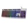 ANSWK Typewriter Style Keyboard with Metal Panel Rainbow LED Backlit Round Keys Antighosting Spill Resistant Light Up USB Wired Retro 104 Keys for OfficeGaming BlackSilver