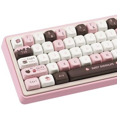 COOMICKEY PBT Keycaps 145 Keys Dye Sublimation PBT Custom Keycap Set Pink Chocolate Keycaps Cute Key Cap FOA Profile Keyboard Keycap Set for Cherry Gateron MX Switches Mechanical Keyboard