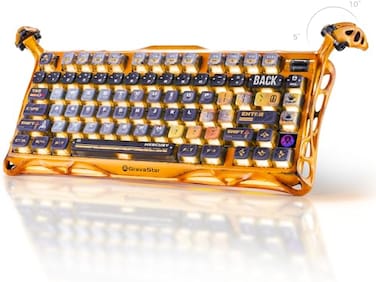 GravaStar Mercury K1 Pro Wireless Mechanical Gaming Keyboard Aluminum Alloy 75 Layout HotSwappable RGB Custom Keyboard with Linear Switches Handcrafted BattleWorn Yellow Edition