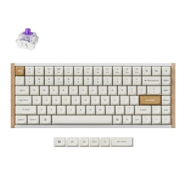 Keychron K2 HE QMK Wireless Gaming Custom Mechanical Keyboard 24 GHzBluetoothWired 96 Layout HotSwappable Programmable RGB Backlit Gateron Magnetic Switches for Mac Windows Wood FrameWhite