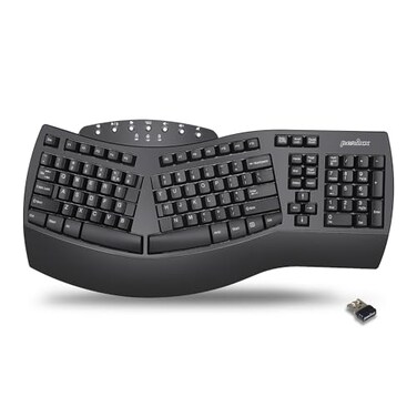 Perixx Periboard612B Wireless Ergonomic Split Keyboard with Dual Mode 24G and Bluetooth Feature Compatible with Windows 11 and Mac OS X System Black US English Layout