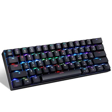 MOTOSPEED 60 Mechanical Keyboard Portable 61 Keys RGB LED Backlit TypeC USB Wired OfficeGaming Keyboard for Mac Android WindowsBlue Switch