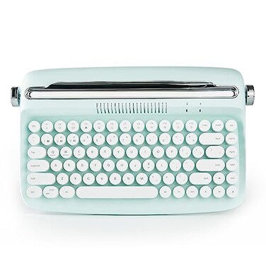 YUNZII ACTTO B303 Wireless Typewriter Keyboard Bluetooth Connection Cute Retro Aesthetic Design with Integrated Stand for Tablet Phone PC and WinMacAndroid B303 Sweet Mint