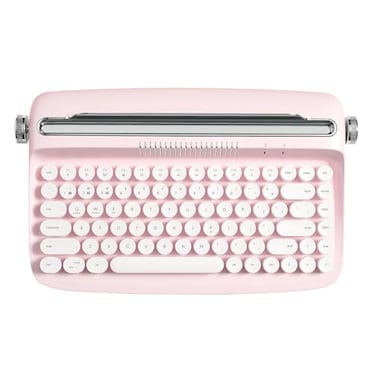 YUNZII ACTTO B303 Wireless Typewriter Keyboard Bluetooth Connection Cute Retro Aesthetic Design with Integrated Stand for Tablet Phone PC and WinMacAndroidB303 Baby Pink