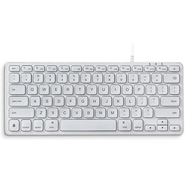 Perixx PERIBOARD332MW Wired Backlit Scissor Keyboard Compatible with Mac OS X and iOS Device Mini 1122x457x083 Inches Scissor Keys with Big Font White Backlit