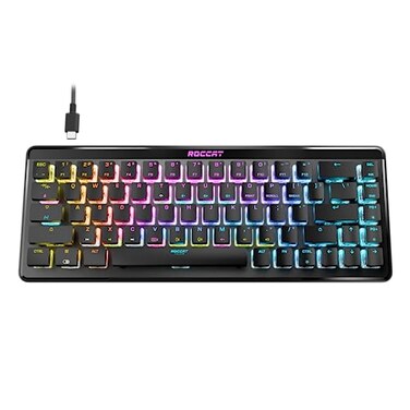 ROCCAT Vulcan II Mini Air 65 Optical Mechanical Gaming Keyboard Full Wireless and Bluetooth Capabilities Customizable RGB Illumination Button Duplicator OnBoard Profiles Aluminum Plate Black