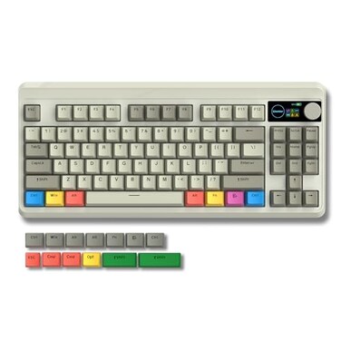 COSTOM Womier Retro 75 Gaming Keyboard with OLED DisplayKnob M87 Pro Bluetooth 5124GHz USBC Wireless Mechanical Keyboard with HotSwappable Custom Switch Compact Gamer RGB KeyboardGrey