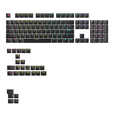 Glorious Gaming GPBT Backlit Keycaps Black Translucent Shine Through Legends Fits 100 75 65 60 Custom Mechanical Gaming Keyboards Fits ANSI ISO Windows macOS English US
