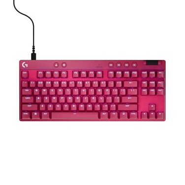 Logitech G PRO X TKL Rapid Tenkeyless Wired Gaming Keyboard Magnetic Analog Switches with Rapid Trigger Lightsync RGB Detachable USBC Cable Volume Roller Media Buttons Magenta