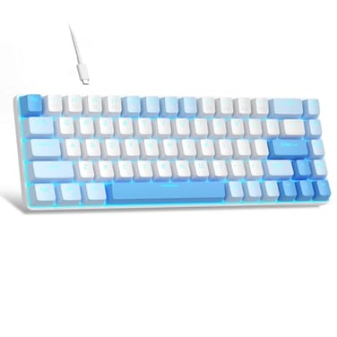MageGee Portable 60 Mechanical Gaming Keyboard MKBox LED Backlit Compact 68 Keys Mini Wired Office Keyboard with Red Switch for Windows Laptop PC Mac Sky Blue