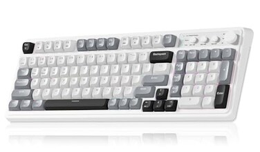 AULA 99 Wireless Keyboard Custom Computer Keyboard TriMode Bluetooth 5024GHzUSBC Cute Creamy Gaming Keyboards with Number Pad RGB Backlit Media Knob Programmable Keybaord for PC Gamer Grey