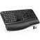 SABLUTE Wireless Keyboard Ergonomic Wave Keyboards with Cushioned Wrist Rest 24GHz USB Computer Wave Key Board for Windows Mac Chrome PC Laptop Tablet Black Full Size Teclado Inalmbrico