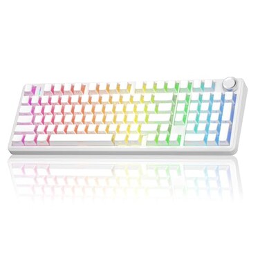 AULA F99 Pro Wireless Mechanical KeyboardSilent VersionBT5024GHzUSBC Hot Swappable Custom KeyboardGasket StructurePrelubed Linear Switches RGB Backlit Computer Gaming KeyboardsWhite