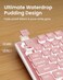 SEUNKWANG Wired Backlit Keyboard with Pudding Keycaps Quiet Full Size Computer Keyboard White Backlight EasytoRead Never Fade Metal Panel USB Cute Desk Setup for Windows PC Desktop Pink