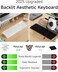 SEUNKWANG Wired Backlit Keyboard with Pudding Keycaps Quiet Full Size Computer Keyboard White Backlight EasytoRead Never Fade Metal Panel USB Cute Desk Setup for Windows PC Desktop White