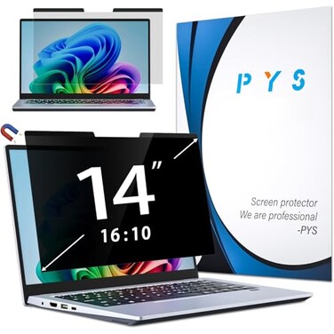 PYS 14 Inch 1610 Magnetic Laptop Privacy Screen AntiGlare Blue Light Filter Removable Privacy Shield for Lenovo HP Dell