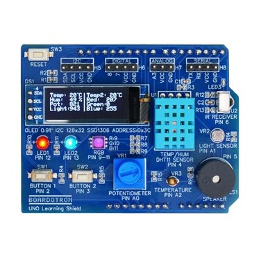 Boardotron UNO Learning Shield UNO R3 Board Compatible with Arduino PreAssembled AllinOne Starter Beginner Multifunctional Expansion Kit