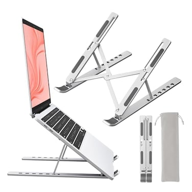 Sopholid Laptop Stand for Desk Aluminum Metal MacBook StandComputer Riser for Desk Portable Foldable Adjustable Notebook Holder Compatible with 10156 Inch Laptops iPad Silver