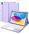 Harvopu Compatible for iPad 11th 10th Generation Case with Keyboard Folio Cover with Pencil Holder MultiTouch Trackpad 7 Color Backlit Detachable Keyboard for iPad A16 11th10th Gen Purple