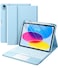 Harvopu Compatible for iPad 11th 10th Generation Case with Keyboard Folio Cover with Pencil Holder MultiTouch Trackpad 7 Color Backlit Detachable Keyboard for iPad A16 11th10th Gen Sky Blue