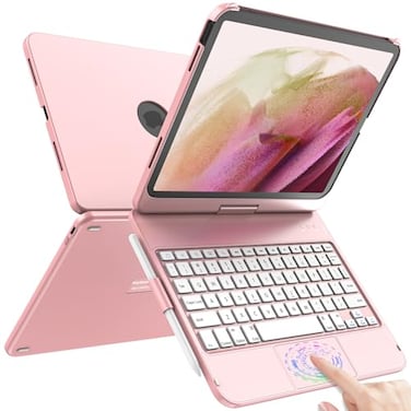 TQQ Touch for iPad A16 11th Generation Case with Keyboard 11 2025 10th Gen 109 2022 360 Rotatable Thin Light MultiTouch Trackpad for iPad A16 11th10th Gen Pink