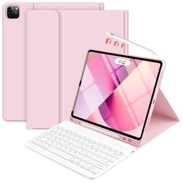 TaIYanG Keyboard Case for iPad Air 13inch M4M3M2Pro 129 6th5th Generation Detachable Bluetooth Keyboard Case with Pencil HolderAuto SleepWake for iPad Air 1320252024Pro 129 Pink
