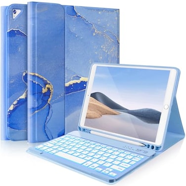FUWANG for iPad 9th Generation Case with Keyboard 102 Inch Wireless Detachable Backlit Folio Keyboard Cover with Pencil Holder for iPad 8th Gen7th GeniPad Pro 105iPad Air 3rd Gen Blue