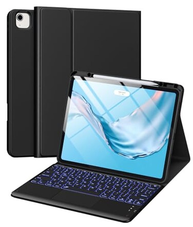 Harvopu for iPad Air 13 inch Pro 129 Case with Keyboard MultiTouch Trackpad 7 Colors Backlit Detachable Folio Keyboard Cover for iPad Pro 129 6th 5th 4th 3rd gen Air 13 M4M3M2 Black