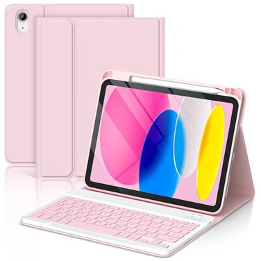 TaIYanG for iPad A16 11th 10th Generation Case with Keyboard Detachable Bluetooth Keyboard Case with Pencil HolderThin Light Folio Cover for iPad 11 inch A16 2025 10th Gen 109 Inch 2022 Pink