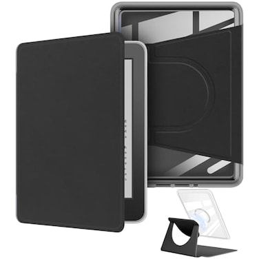 Youngme 360 Degree Rotating Case for 7 Kindle Colorsoft 1th Generation20252024 Release Detachable Magnetic Design Protective Adjustable Stand Cover Clear Back with Auto SleepWake Black