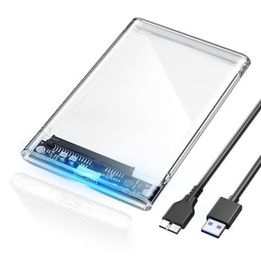 POSUGEAR 25 External Hard Drive Enclosure USB 30 to SATA III Tool Free Clear External Hard Drive Case for 7mm95mm 25 inch SSD HDD with UASP Compatible with WD Toshiba Samsung PS4 Xbox PC TV