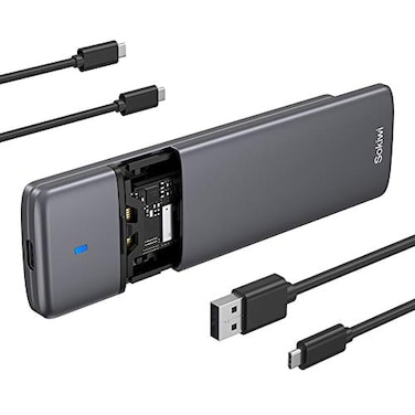 Sokiwi M2 NVMe SATA SSD Enclosure Adapter ToolFree USB 32 Gen2 10Gbps External to USB PCIE 6Gbps SATA MKey BM Key NVMe Reader Support UASP Trim for SSDs 2230224222602280