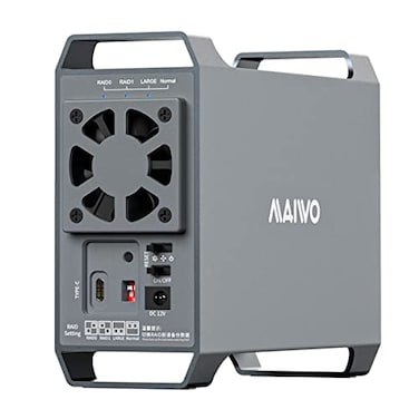 MAIWO Dual Bay RAID Enclosure for SATA 35 HDD with Cooling Fan TypeC USB 31 SATA Enclosure with 4 Raid Modes 10JBODNORMAL 48TB Capacity Expansion