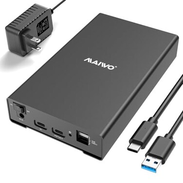 MAIWO External Hard Drive Enclosure for 25 35 inch SATA SSD HDD USB C 31 GEN2 10Gbps Hard Drive Reader HDD Case with UASP 24TB Capacity Aluminum 3X USB Ports Extension