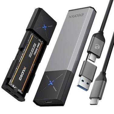 iDsonix M2 NVMe SATA SSD Enclosure Adapter Tool Free Aluminum USB 32 Gen 2 10Gbps M2 SSD Enclosure Supports M and BM Keys with UASP Trim for 2230224222602280 Gray