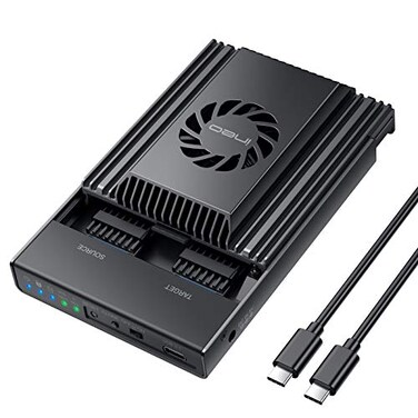 ineo DualBay NVMe Clone Docking Built with Cooling Fan Support Offline Clone Duplicator 2608