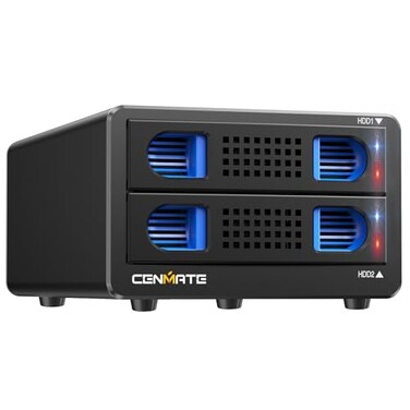 CENMATE Aluminum 2 Bay Hard Drive RAID Enclosure with Cooling Fan for 2535 SATA HDDSSD with USB AC 30 ToolFree HDD Enclosure 4 Modes