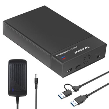 Tccmebius External Hard Drive Enclosure USB 30 Docking Station for 25 35 Inch SATA HDD SSD Up to 22TB with 12V3A Power Supply USB AC Cable Support UASP Automatic Sleep Function TCCS8