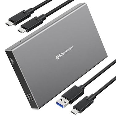 Cable Matters Premium Aluminum 10Gbps Gen 2 USB C Hard Drive Enclosure for 25 SSDHDD with USBC and USB Cables Thunderbolt 4 USB4 Thunderbolt 3 Port Compatible with MacBook Pro MacBook Air