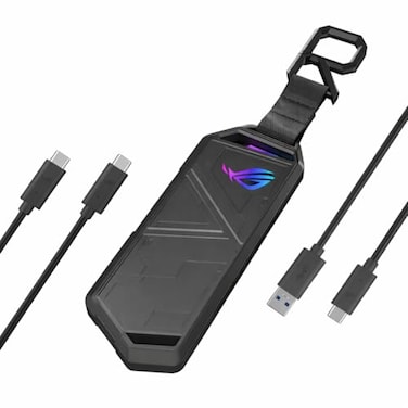 ASUS ROG Strix Arion Aluminum Alloy M2 NVMe SSD Enclosure Case Adapter USB 32 Gen 2 TypeC 10 Gbps USBC to C and USBC to A Cables Fits PCIe 2280226022422230 M KeyBM Key
