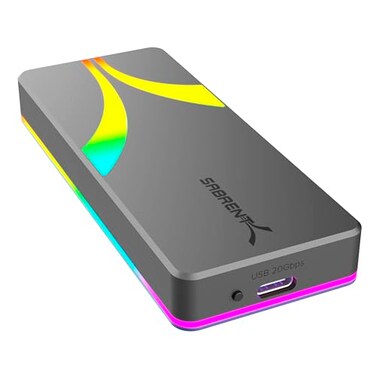 SABRENT Rocket RGB NVMe SATA M2 SSD Enclosure USB C 20Gbps ToolFree Case USB 32 Gen 2x2 Trim UASP RGB LED Compatible with 2230224222602280 Drives Aluminum Plug Play ECRGBG