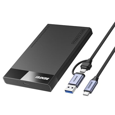 BENFEI 25 Inch SATA to USB Tool Free External Hard Drive Enclosure 6Gbps Optimized for SSD Support UASP SATA III