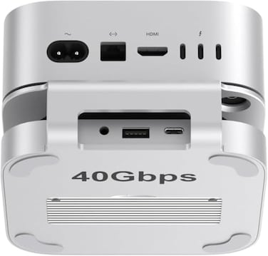 Qwiizlab 40Gbps Mac mini M4M4 Pro Stand Hub with USB4 NVMe SSD Enclosure USBC Host 3 USBA 20 35mm Audio Supports M2 PCIe up to 8TB Compatible with Thunderbolt 45