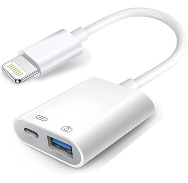 Wahbite Apple Lightning to USB Camera Adapter with Charging Port USB 30 OTG Cable for iPhoneiPad to Connect Card Reader USB Flash Drive U Disk Keyboard Mouse Hubs MIDI Plug Play